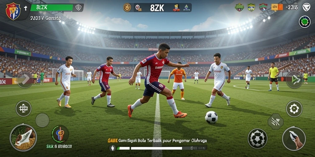 Tampilan gameplay seru di lapangan sepak bola.
