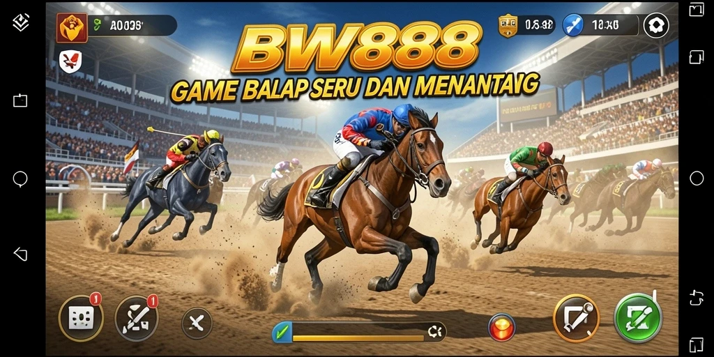 Tampilan gameplay BW888 yang mendebarkan saat balapan di lintasan yang menantang.