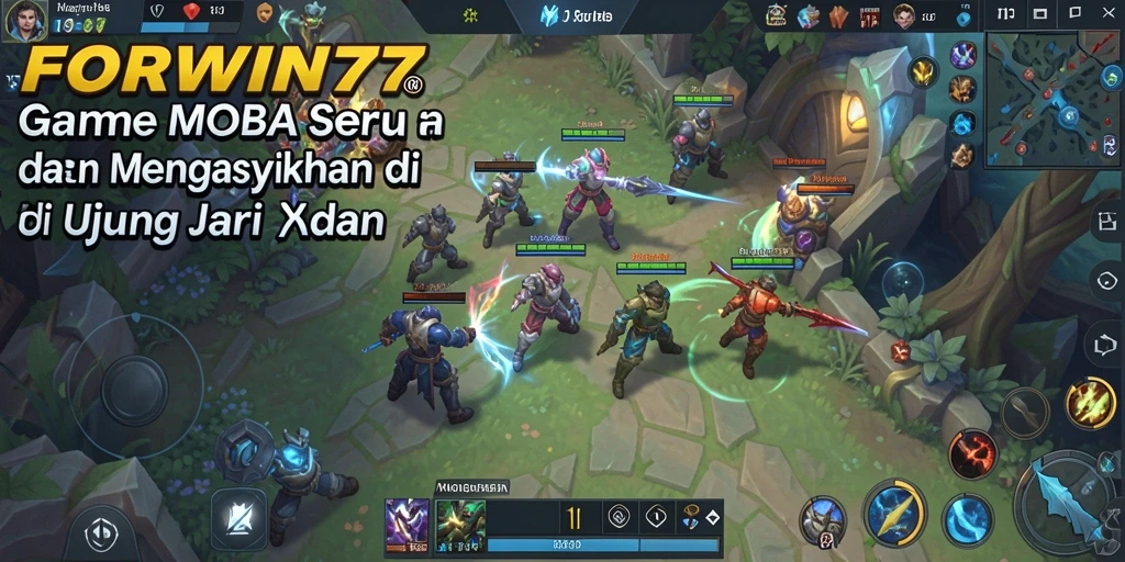 Tampilan aksi seru dalam permainan MOBA FORWIN77 yang penuh strategi.