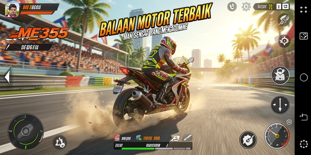 Gameplay seru balapan motor di ME355 yang menegangkan.