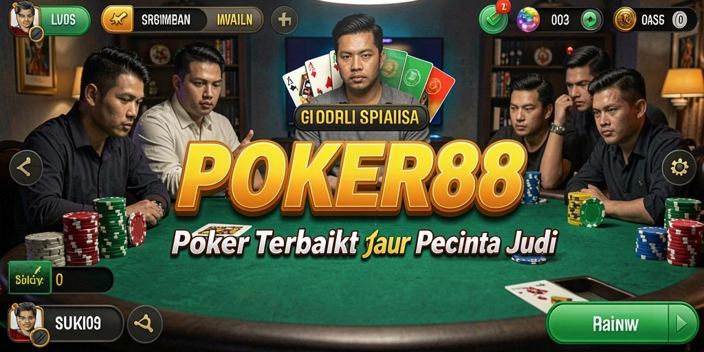 Screenshot gameplay POKER88 yang menunjukkan aksi poker yang mendebarkan.