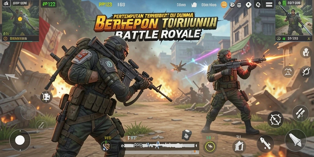 Tangkapan layar gameplay PP123 menunjukkan aksi Battle Royale yang mendebarkan.