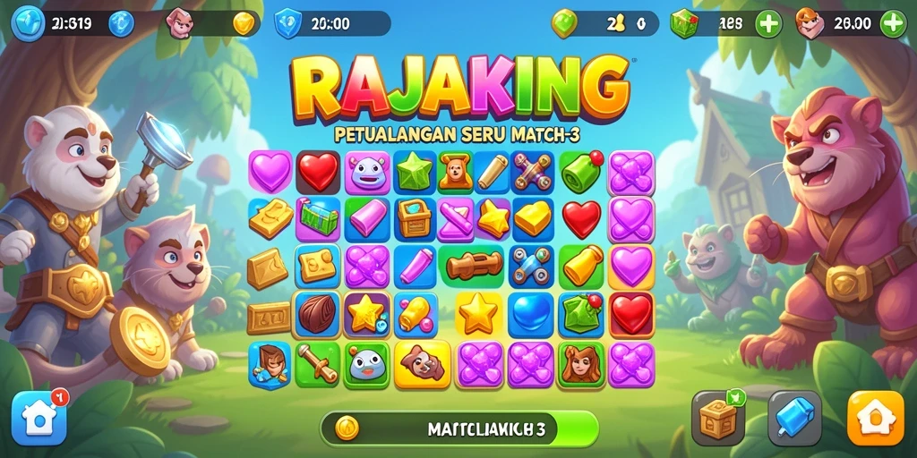 Tangkapan layar gameplay RAJAKING menunjukkan keseruan mencocokkan objek.