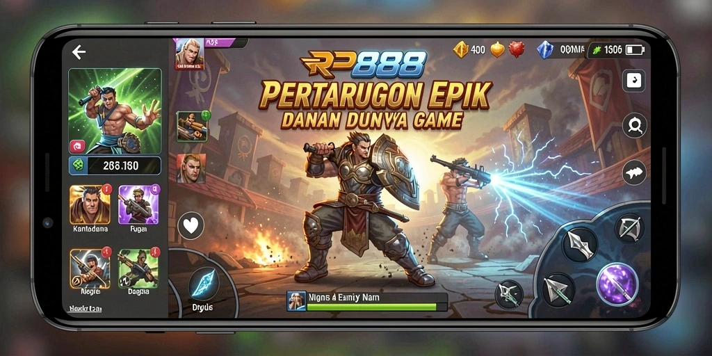 Tampilan gameplay menegangkan di RP888 saat karakter bertarung.