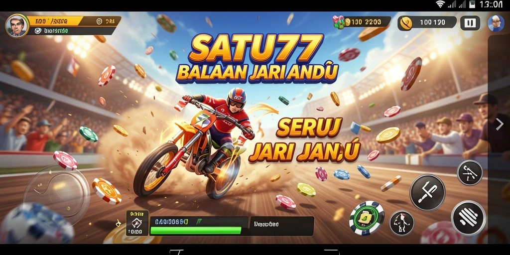Screenshot gameplay SATU77 yang menampilkan aksi balapan yang mendebarkan.