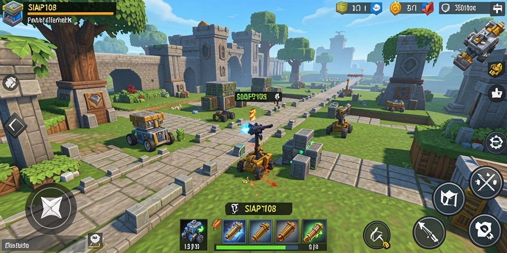 Tampilan gameplay interaktif dalam game Tower Defense SIAP108.