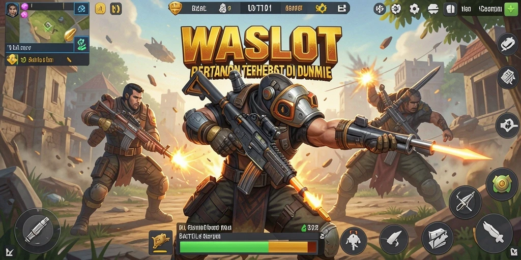 Screenshot WASLOT menampilkan aksi intens di arena Battle Royale.