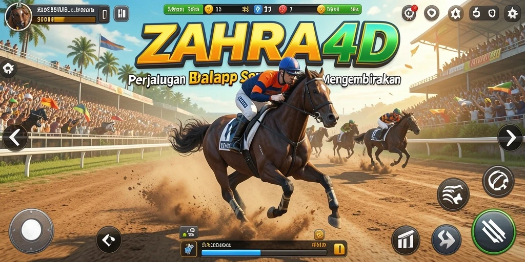 Tampilan gameplay ZAHRA4D yang menegangkan saat balapan.