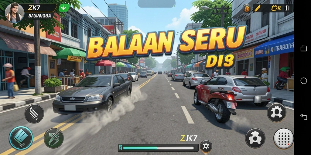 Tampilan gameplay balapan yang seru dan menantang di ZK7.